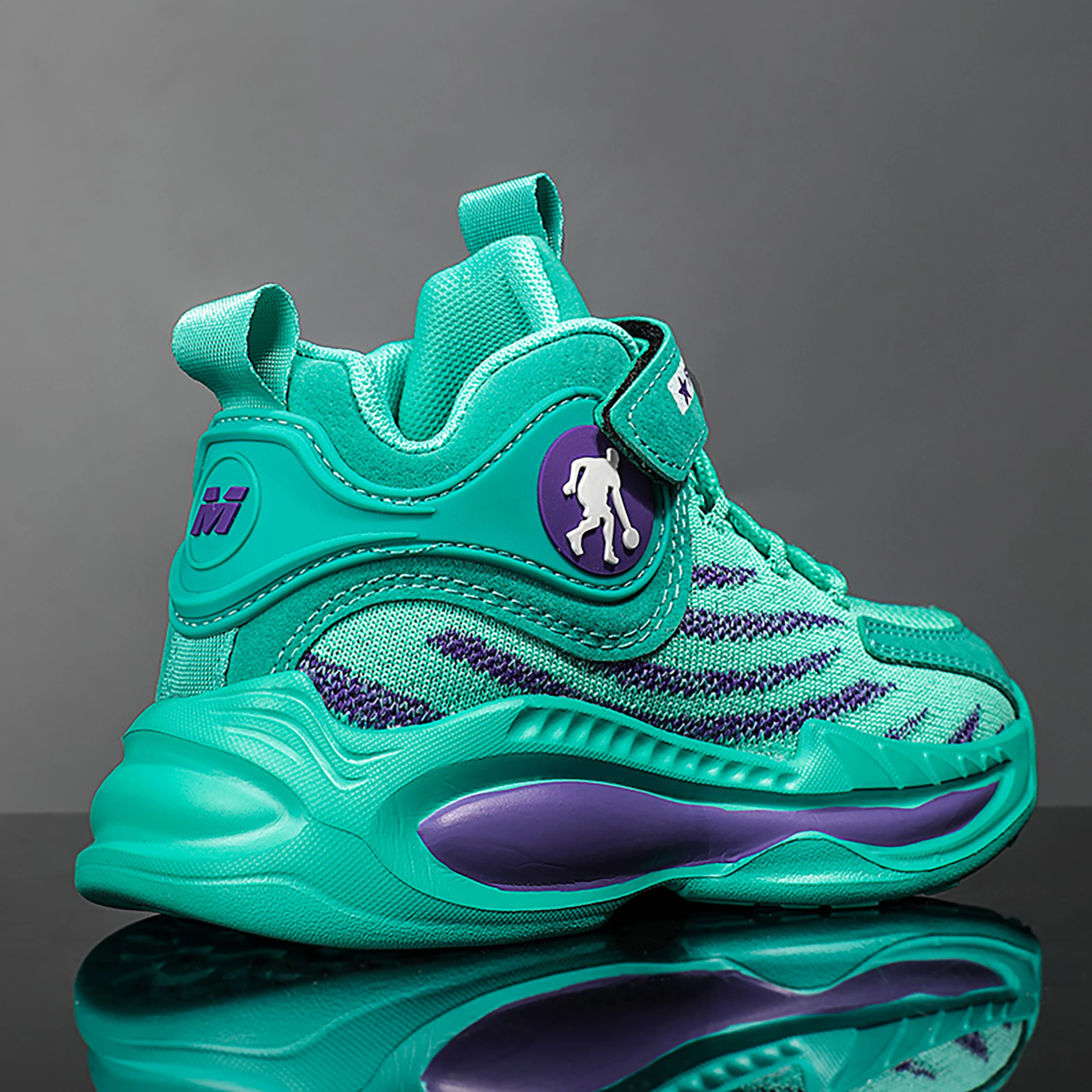 

Детские баскетбольные кроссовки, вязаные кроссовки с поддержкой щиколотки, спортивная обувь с дышащей сеткой для мальчиков и девочек, детская амортизирующая спортивная обувь