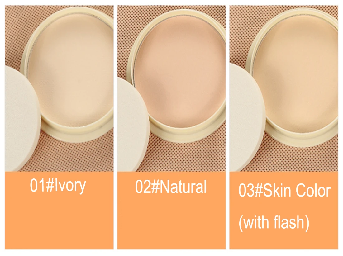 Pó Facial Mineral para Controle de Oleosidade, Iluminador, Corretivo, Maquiagem Matte à Prova d'Água, Pó Compacto Clareador