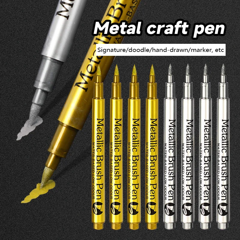 Goud Zilver Metallic Marker Pen Waterdichte Permanente Verf Marker Pen voor Rock, Mok, Keramiek, Glas DIY Schilderbenodigdheden