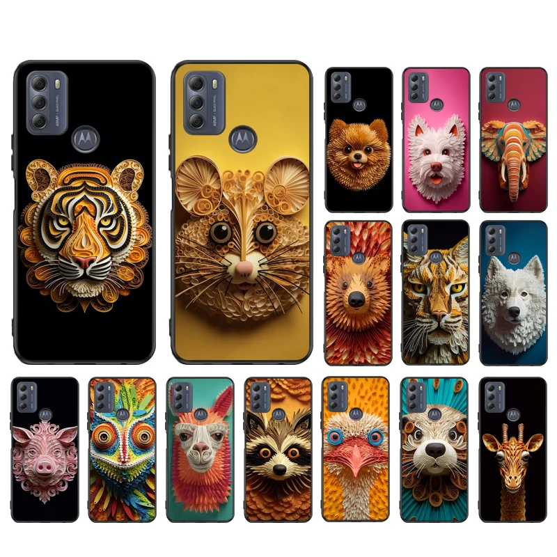 Animal Tiger Paper Quilling Case For Moto G10 G20 G30 G100 G Power G13 G23 G31 G32 G50 G60 E22 E20 E30 E40 E32 Edge20 Lite GPure