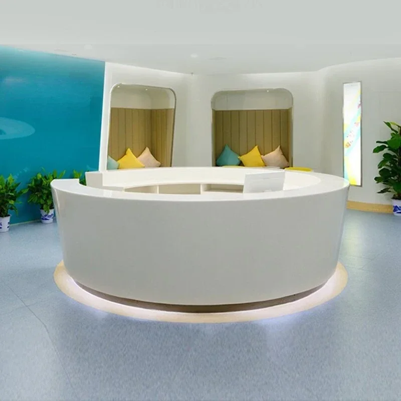 y8- Curved Reception Image Front Desk Fashion Round Welcome Desk Company Hall Reception Desk