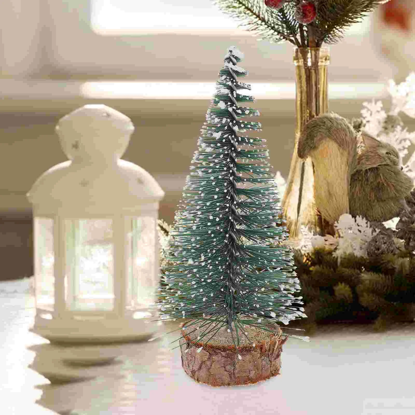 4 Pcs Xmas Mini Christmas Tree Indoor Plant Decoration Bottle Brush Decorations Small Artificial Plants