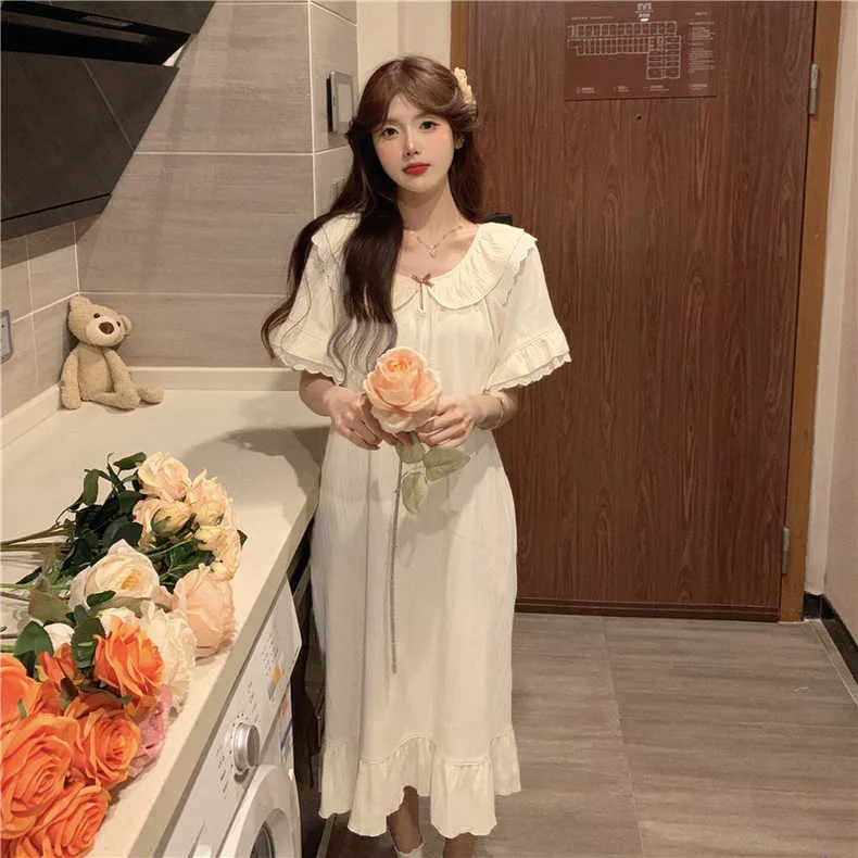 

Летняя женская ночная рубашка Sexy Pure Desire Sp Dr с нагрудником, тонкая домашняя одежда, которую можно носить на улице, милый сладкий сле