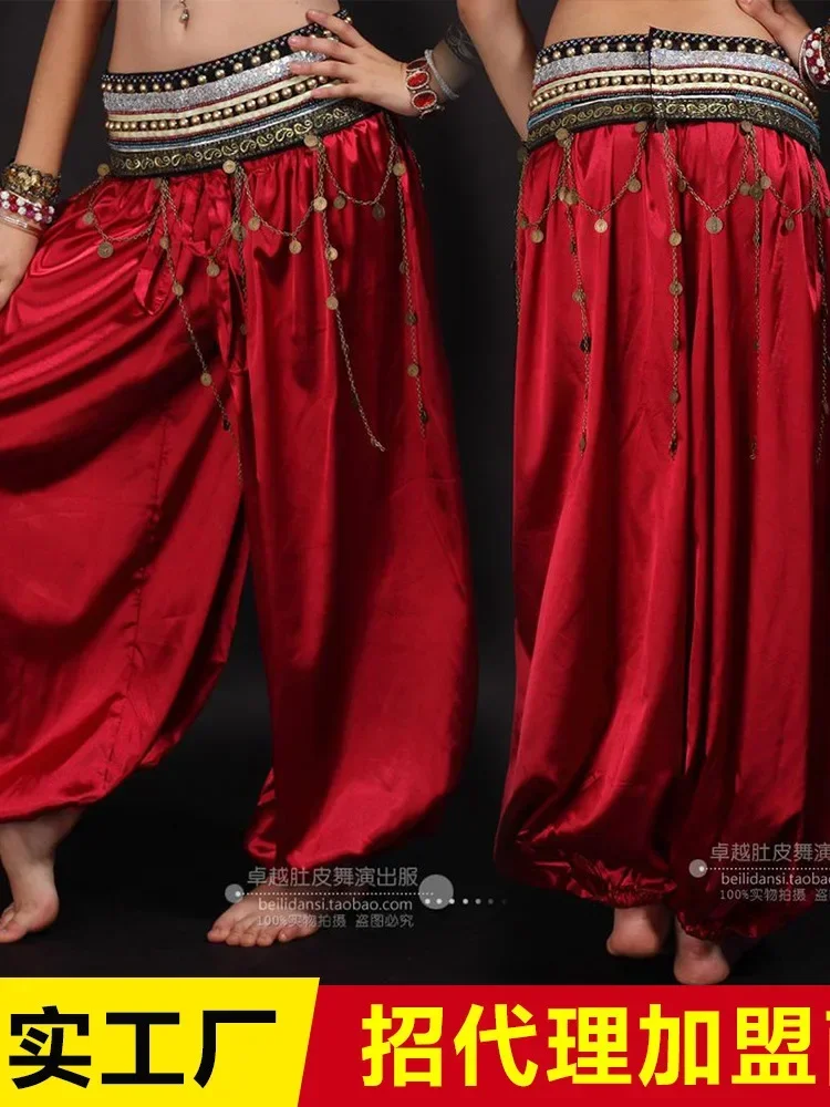 Christmas Dress Belly Dance Dress Pants Indian Square Dance Performance Costume Ethnic Minority Dress Red Bloomers Pants