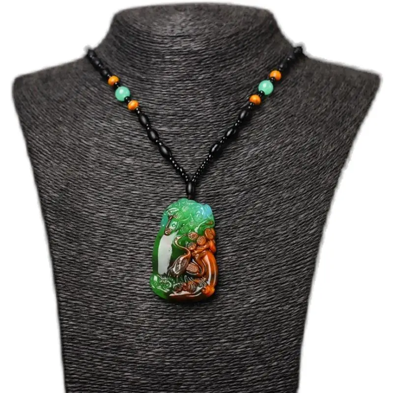 

Кулон продлевает жизнь, золотой Шелковый нефритовый кулон Caiyu богатый и имеет безопасную жизнь, цепи для свитеров для мужчин и женщин.