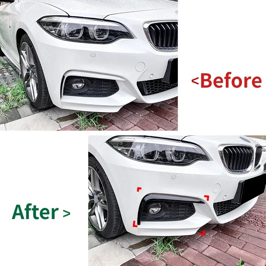 Stiker lampu kabut, untuk BMW F22 F23 218i 220i 228i 230i M235i M240i M Sport 2014-2020 Kit Spoiler Canard Splitter sisi Bumper depan