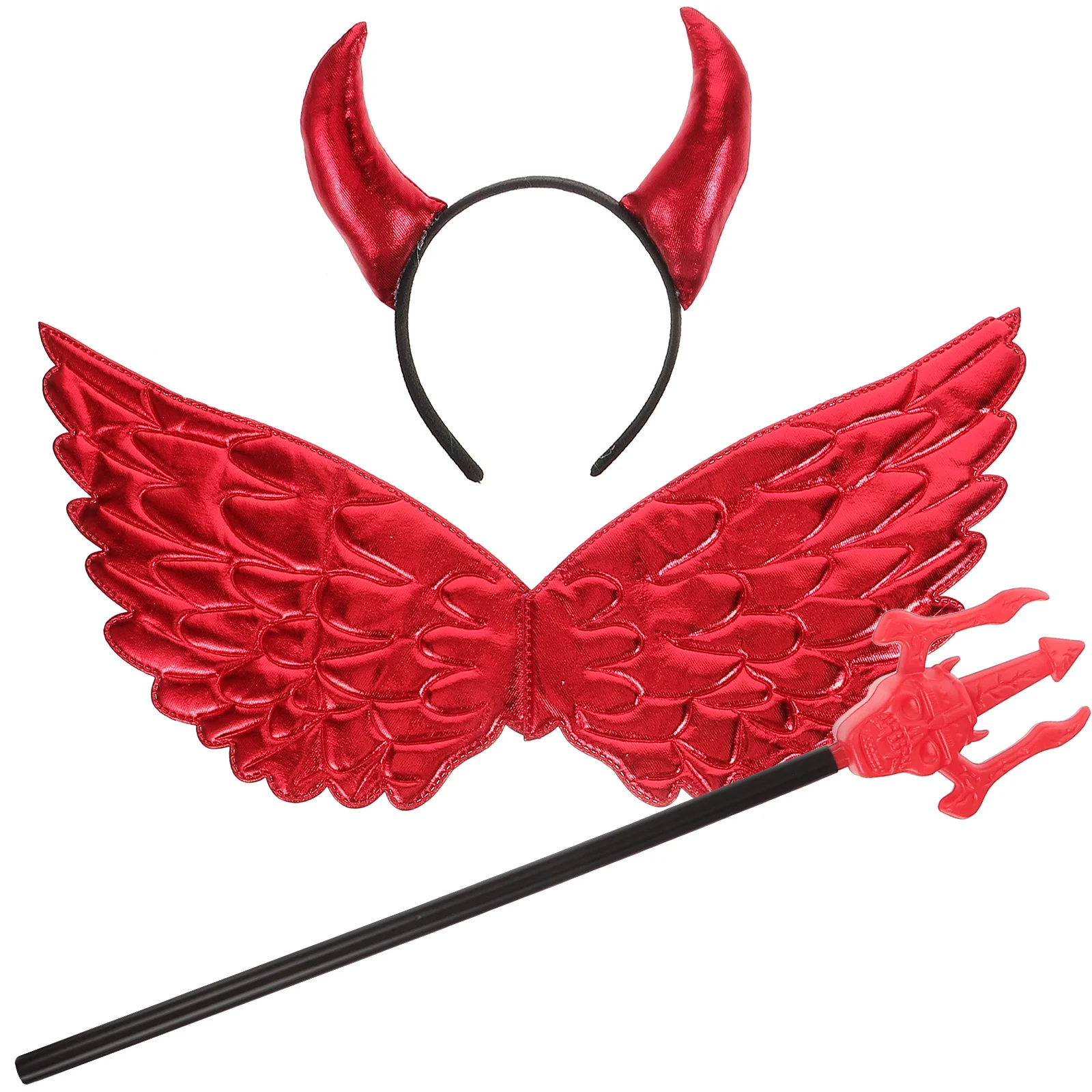 Demon Wings Set Make up Headband Horn Halloween Tail Cosplay Props Plastic Girl Child Costume