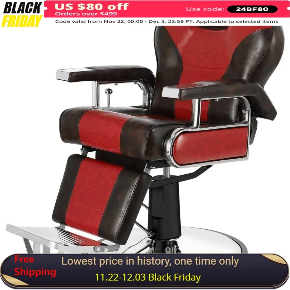 

Barber Chair, Heavy Duty Barber Hydraulic Reclining Chairs, Styling Chairs for Salon Equipment, Shampoo Salon Chair