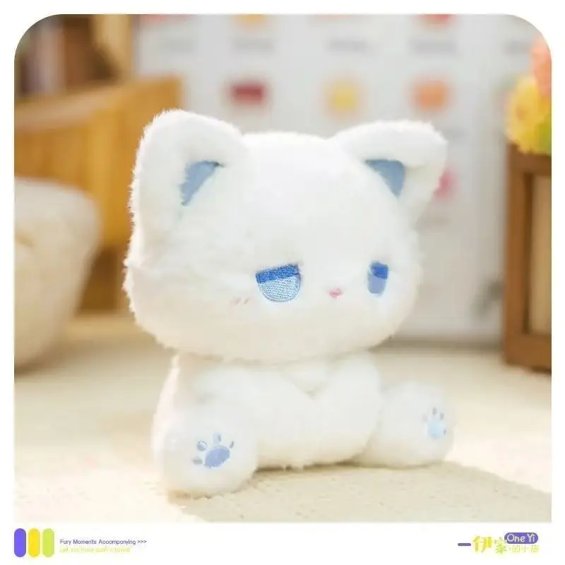 Amour ours muet en peluche chat poupée moelleux blanc noir chaton doux Animal en peluche poupée mignon sommeil jouets chat en peluche jouet Emo ours jouet