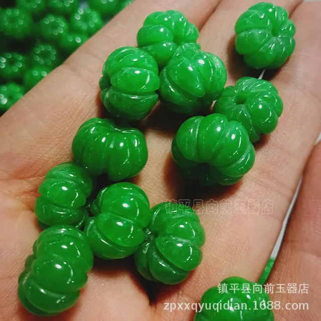 5pc naturalny szmaragd suszone zielonego jadeitu dynia bransoletka z koralików regulowana bransoletka akcesoria biżuteryjne ręcznie rzeźbione człowiek szczęście Amulet