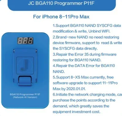 JC P11F P11 Phone NAND BGA110 Programmer for iPhone 8 8P X XR XS MAX NAND Flash for iphone NAND Underlying Data Read Write Tools