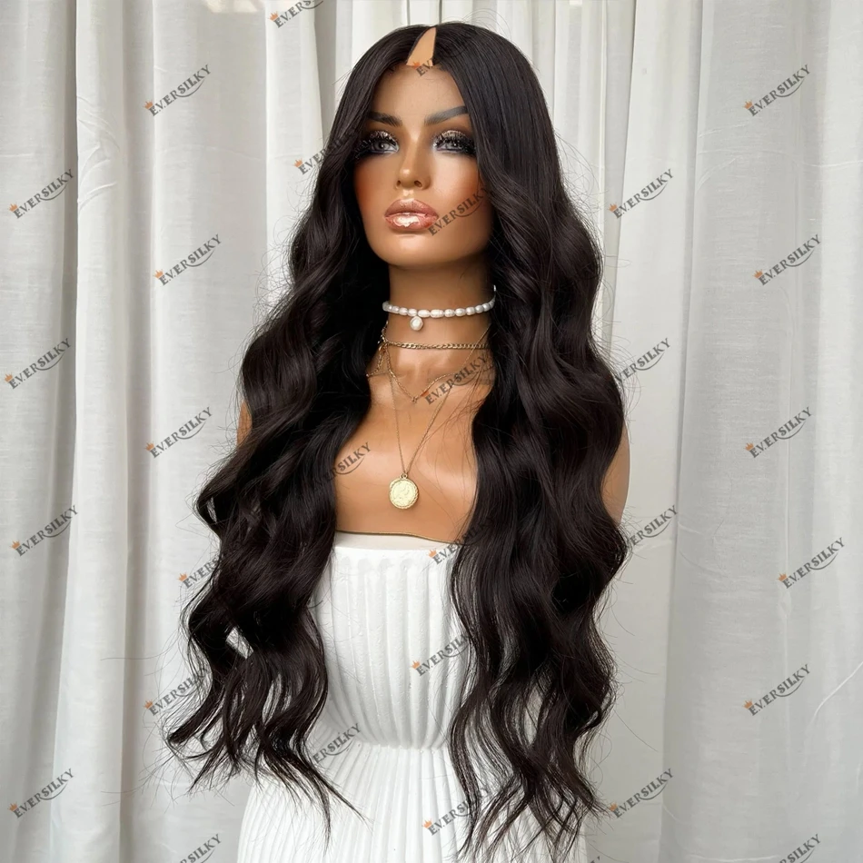 

30Inches Long Human Hair Black Brown Color Body Wave Black Women Cheap U Part Wigs Brazilian Remy Hair 1X4 V Part Wigs Glueless