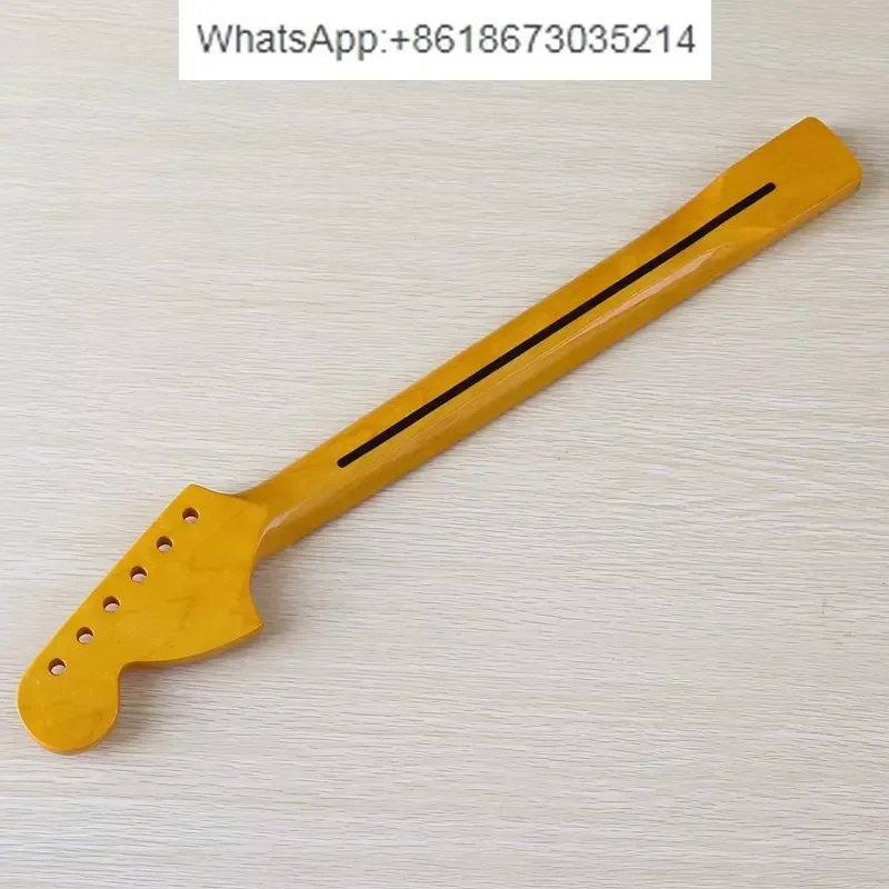 1PC 1PCS Electric guitar neck 6 strings 22 frets big head neck with maple bright yellow back centerline handle