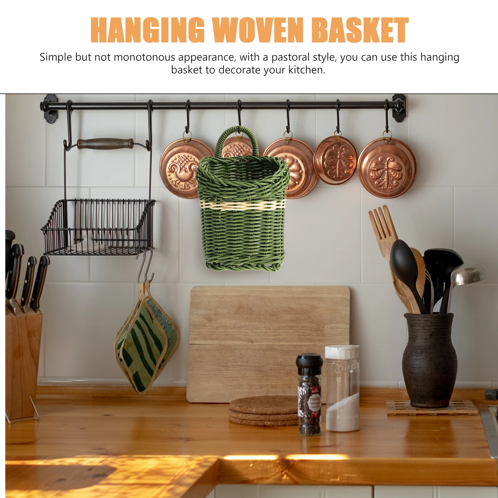 

Woven Rustic Hanging Storage Basket For Kitchen Wall Flower Holder Vegetable Fruit Basket Garlic Ginger Organizer
