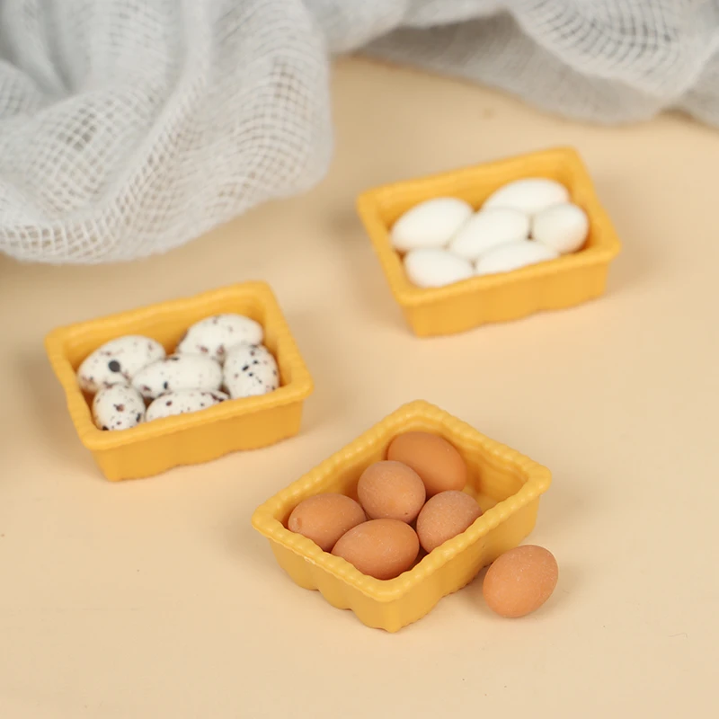 1:12 escala casa de bonecas em miniatura acessórios cozinha comida mini ovo com bandejas ovo para casa boneca cozinhar jogo comida