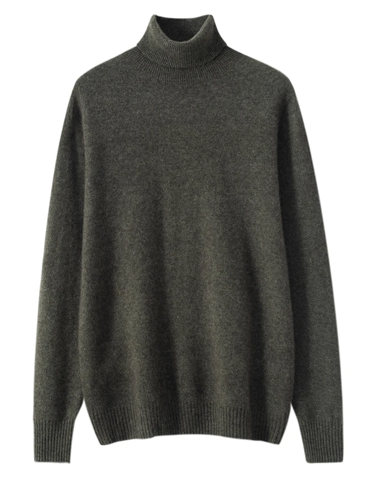 Autumn Winter Men's Sweatser Loose Pullover Priming Turtleneck 100% Cashmere Knitwear  Single wear Fashion Warm Interior Tops