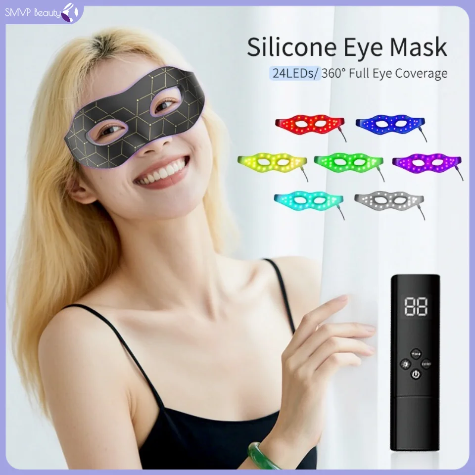 

Silicone LED Eyes Mask 7 Colors LED Photon Red Light Infrared Therapy Flexible Mask-eyed Repair Skin Wireless Home Perfect Gift