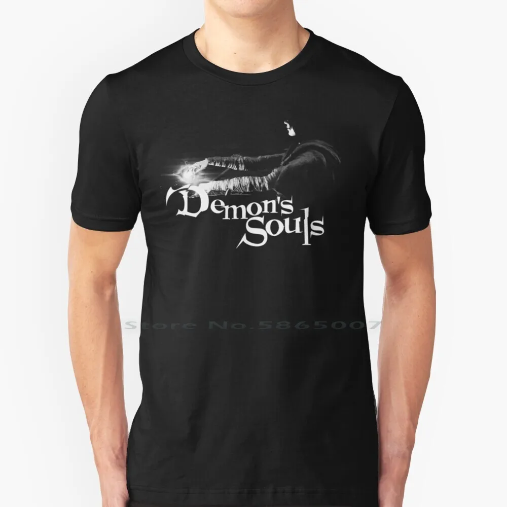 Demon's Souls In Black T Shirt 100% Cotton Demons Souls Rpg Crawler In Black Black And White Demon Souls Dark Souls Miyazaki