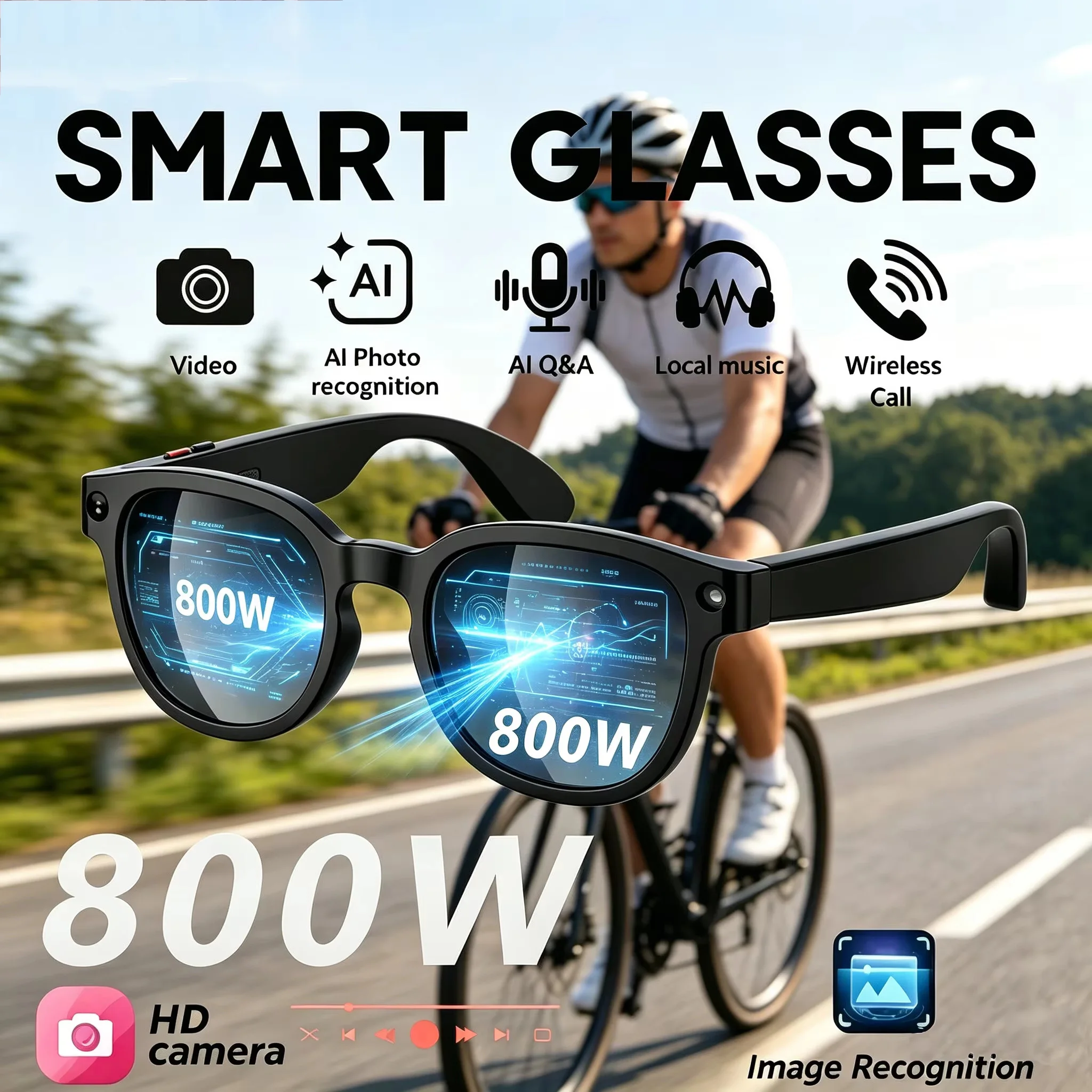 Photography With Ai - 8MP HD Smart AI Glasses 4K