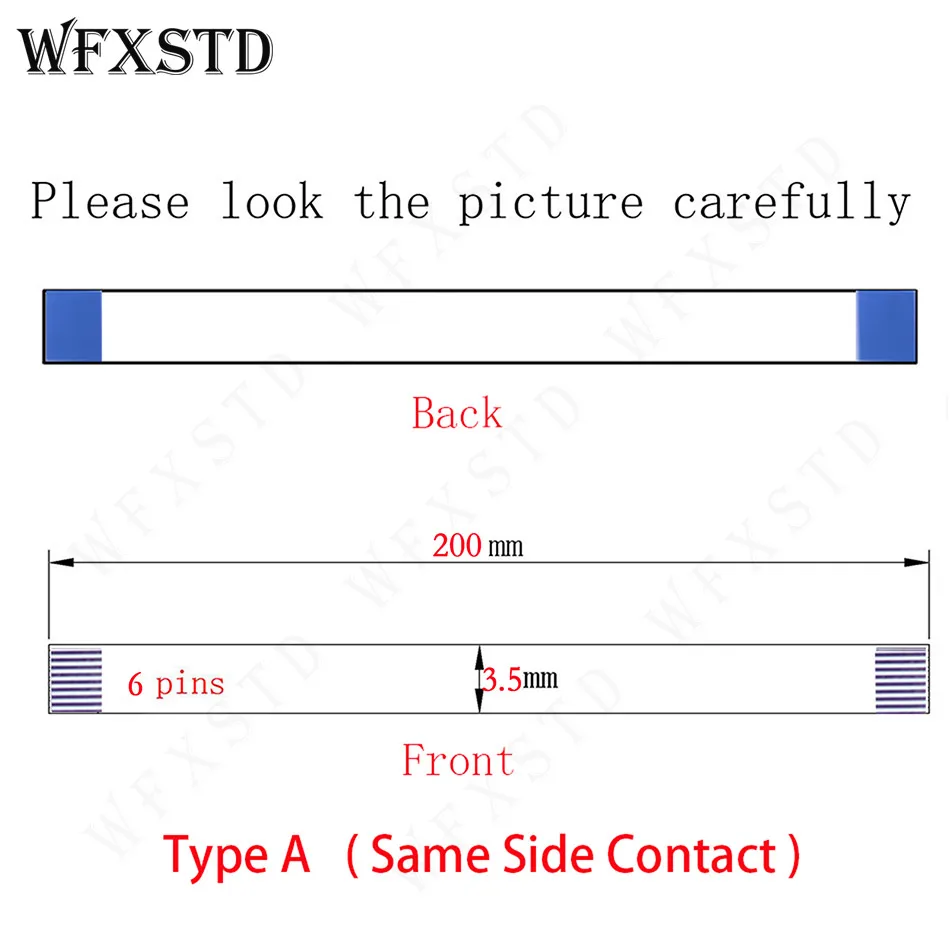 6pins 3.5mm 20cm Type A New Flex cable AWM 20706 105C 60V VW-1 20706 or Other Same Side contact