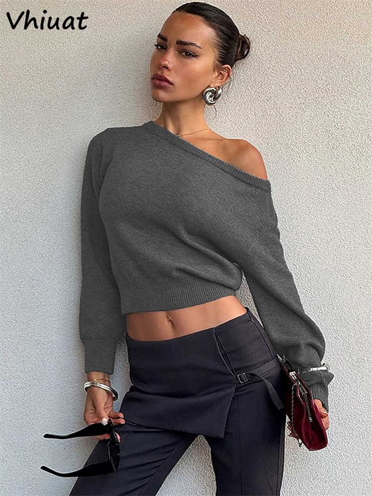 

Vhiuat Elegant Sweater Knitted Autumn Winter Women Clothing Fashion Casual Slim Women Pullovers Solid Jumper Tops Pull 2025