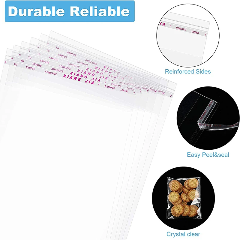 100 Stück transparente Opp-Beutel, selbstdichtende Poly-Plastiktüten für Süßigkeiten, Lutscher, Kekse, Verpackung, Hochzeit, Party, Geschenkzubehör – Detail 4