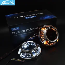 Ronan 3.0inch White Switch Back Yellow DRL LED Angel Eyes Shrouds Cover for Car Styling Headlight Retrofit