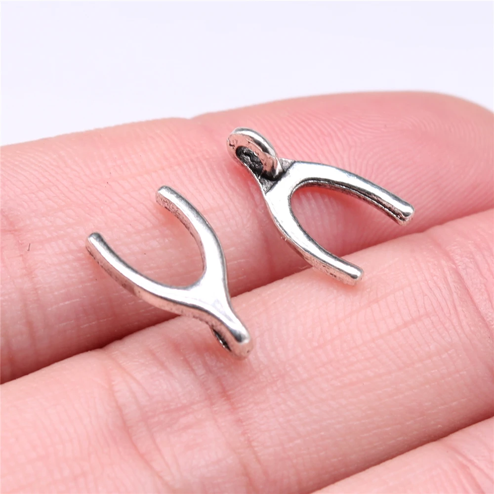WYSIWYG 40pcs 15x8mm 4 Colors Wishbone Charm Good Wish Charm Wish Charm