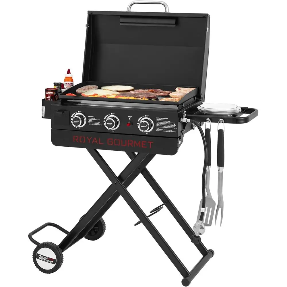 

PD3001 3-Burner Propane Gas Griddle with Collapsible Stand, 23-Inch Portable Griddle with Side Table & 314 Sq. In. Cooking Area