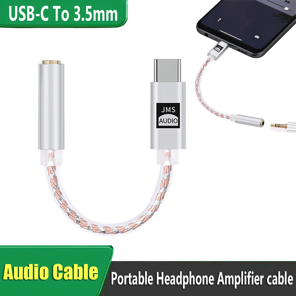 JCALLY JMS Portable Earphone Amplifier Cable With DAC Chip Type-C To 3.5mm Hi-Fi Music Audio Adapter Cable