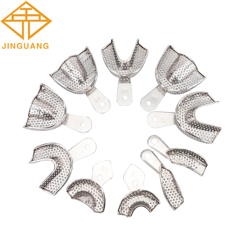 

5pairs Dental Instrument Stainless Steel Impression Tray with Holes Autoclavable Denture Trays Dentist Tools Teeth Holder Tray