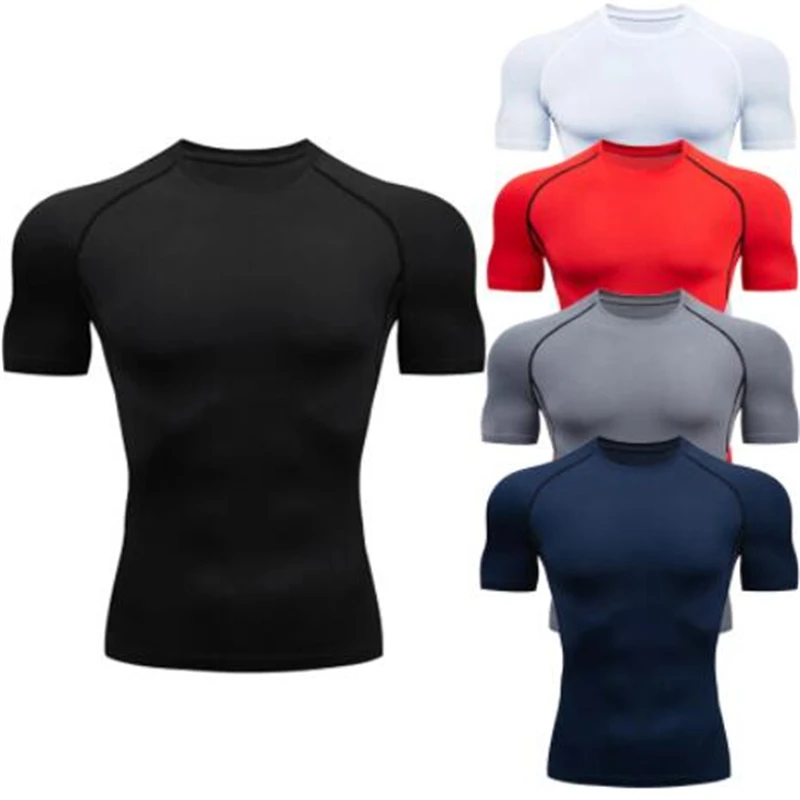 Camiseta de compressão masculina Sportswear, camiseta de corrida elástica de secagem rápida, tops esportivos, camiseta atlética, camisas de