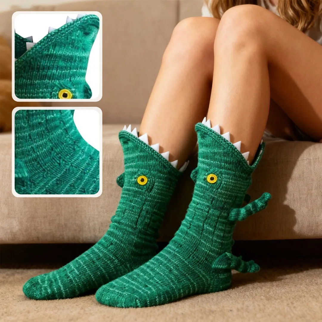 

3D Knit Animal Socks Cute Floor Socks Hand Crocheted Double Layer Warm Sock with Cute Rabbit Panda Animals Christmas Gifts