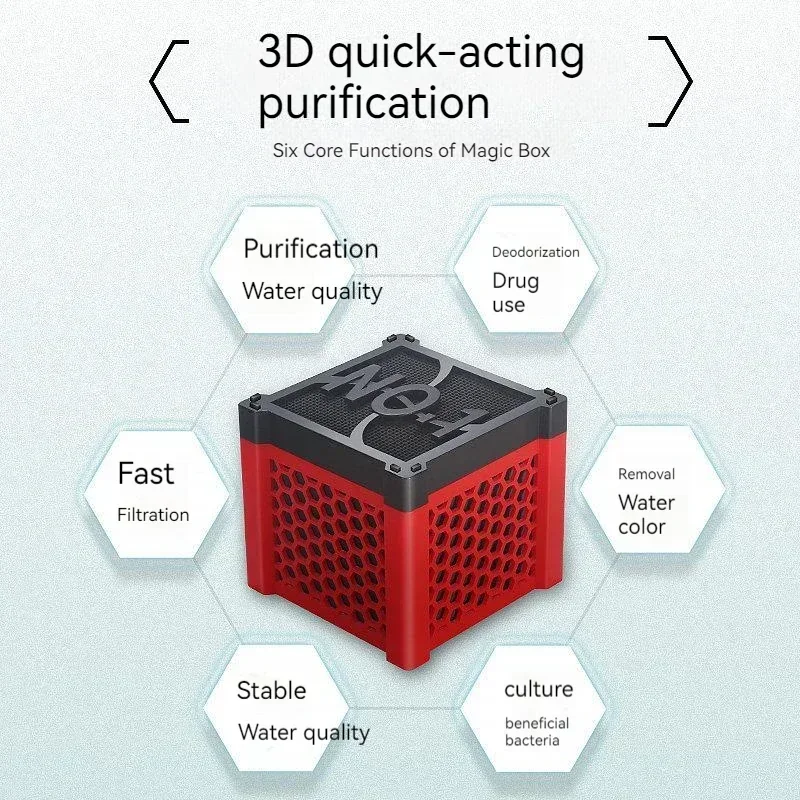 Caja mágica para acuario, purificador de agua, filtro de cubo, estructura de panal, carbón activado, purificador de agua para pecera, filtro de estanque