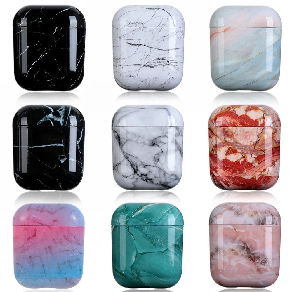 

Marble Earphone Case For Airpods Dust Guard Bag Shell Hard PC Protective Case Cover For Apple AirPods 1/ 2 / 3rd Charging Box