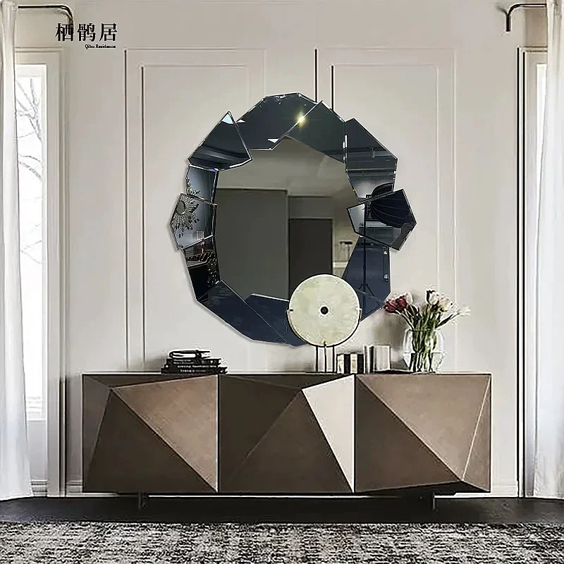 BJ Irregular Vanity Mirror With Glowing, Handmade Self-Adhesive Rhinestones, Wall Hanging For Bestie