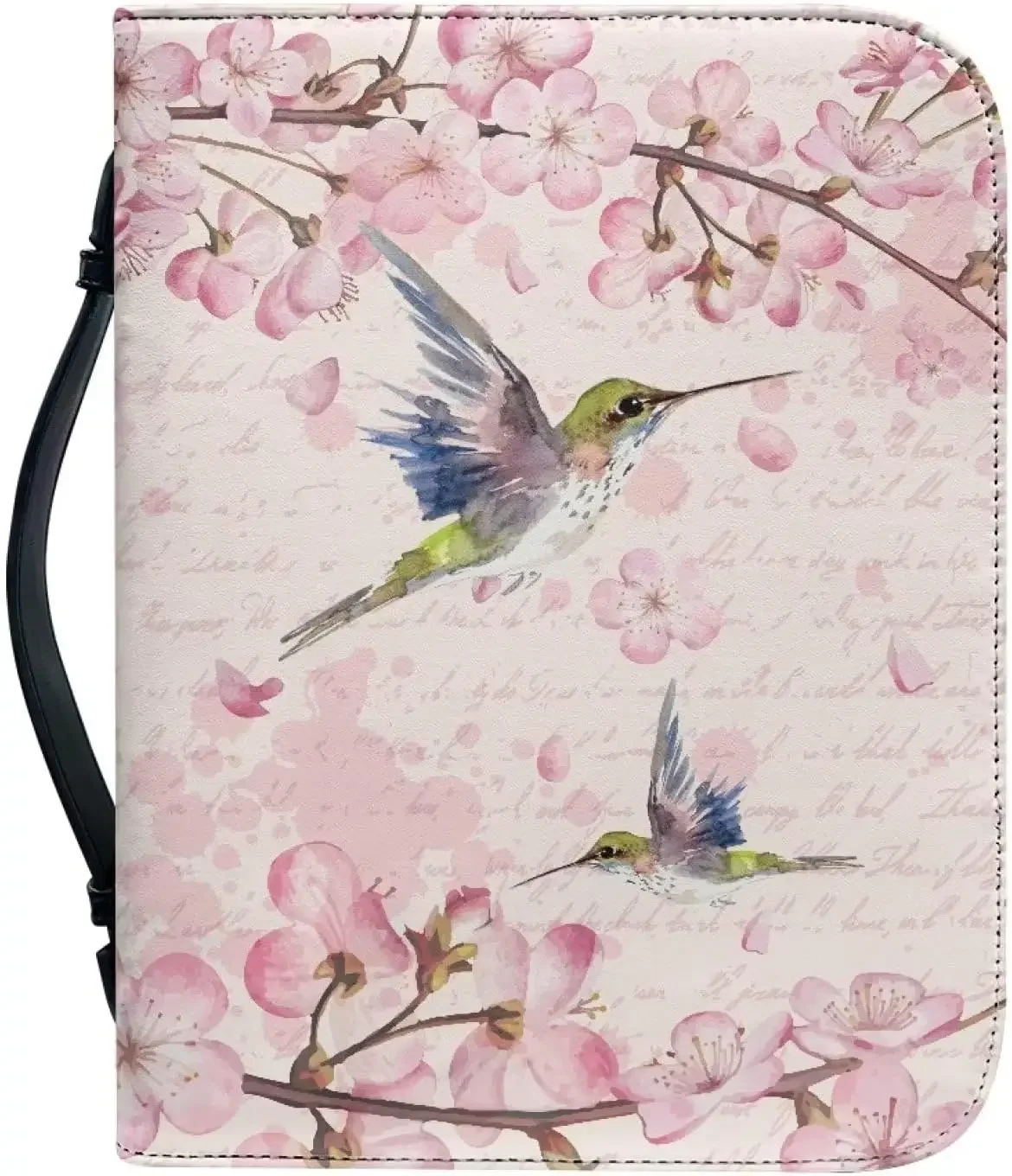 

Trendy Floral Hummingbird Print Bible Storage Bags for Women Leather Bible Cover Case Zipper Handle Handbags Bible Carrying Case