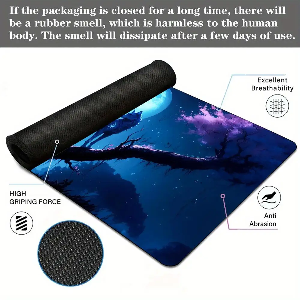 

Silver Moon Wolf theme Mouse Pad Desk Mat with Stitched Edges non-Slip rubber base pc accessories Gaming mat Extended pad