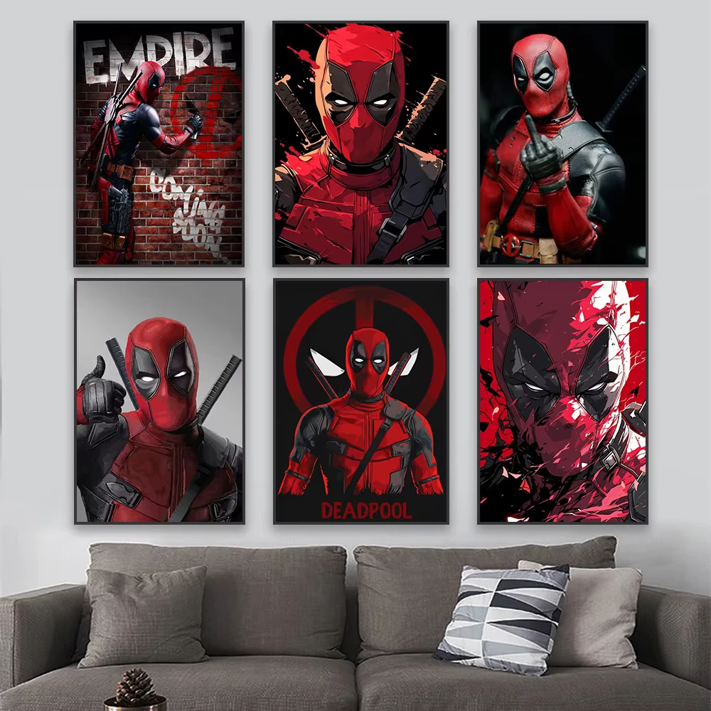Póster de arte de pared con grafiti, impresión de Deadpool y Wolverine, película de superhéroes de Disney, pintura en lienzo de cómic, decoración divertida para el hogar y el dormitorio