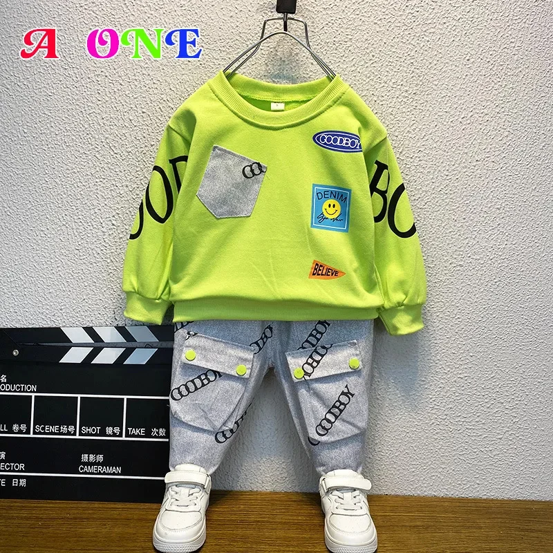 

Spring autumn boy set kids clothes baby clothing boys outfits sweatshirt + pants 2 pcs fashion Streetwearclothes 2-12y