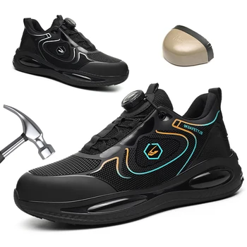 Zapatos con punta de acero para hombre, botas de trabajo indestructibles, zapatos de seguridad ligeros, zapatillas protectoras antigolpes y antipinchazos