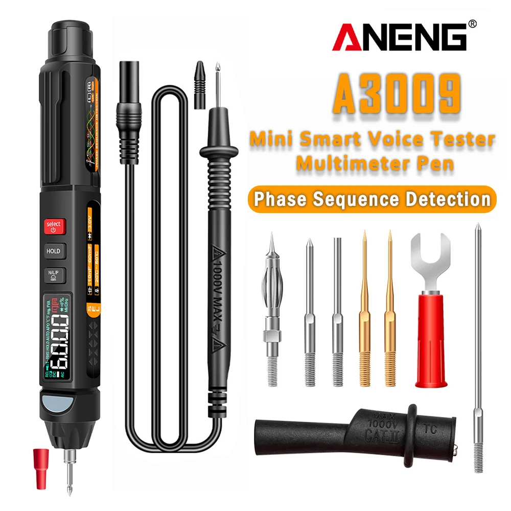 

ANENG A3009 Mini Digital Multimeter Pen Smart Voice Broadcast Tester Meter DC AC Voltage Professional electrician Tools