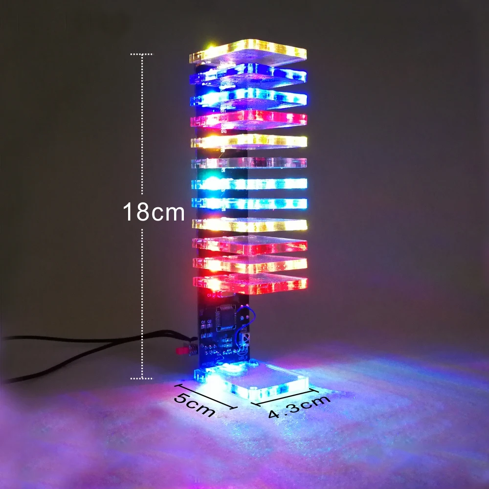 DIY electronic kit LED light cube music spectrum assemble kit 13-segment audio light column diy soldering project