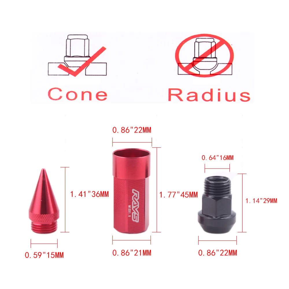 Cheap RAYS Racing Composite Nuts Anti Theft Steel Head Alloy Aluminum Lock Wheel Lug Nut Bolt With Spikes M12*1.25 M12*1.5