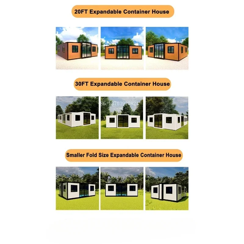 20ft Folding Expandable  Container House 3 Bedroom Prefabrication Folding Tiny House Modular Home Expandable Container House