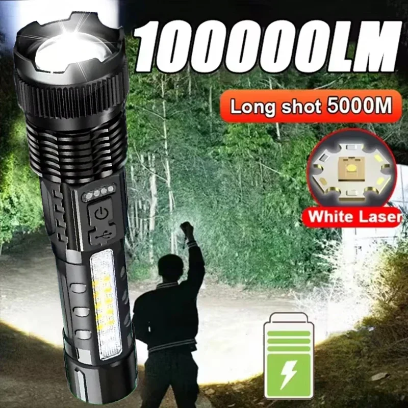 

Powerful Flashlights Rechargeable Torch Light High Power LED Flashlight Built-in Battery For Camping Emergency Fishing Lantern