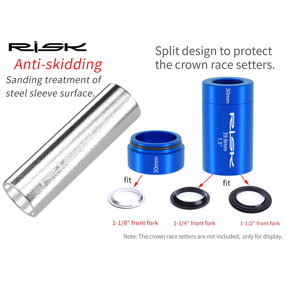 

RISK Bicycle Front Fork Crown Installation Tool Anti-slip Bike Front Fork Setter Crown Race Installer Repairing Supplies