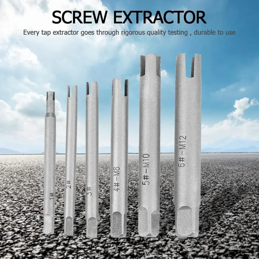 For Tap Extractor Set Steel Broken Head Screw Remover Screw Tap Extractor Bolt Extractor Kit High Carbon Steel Tools (6pcs/set)