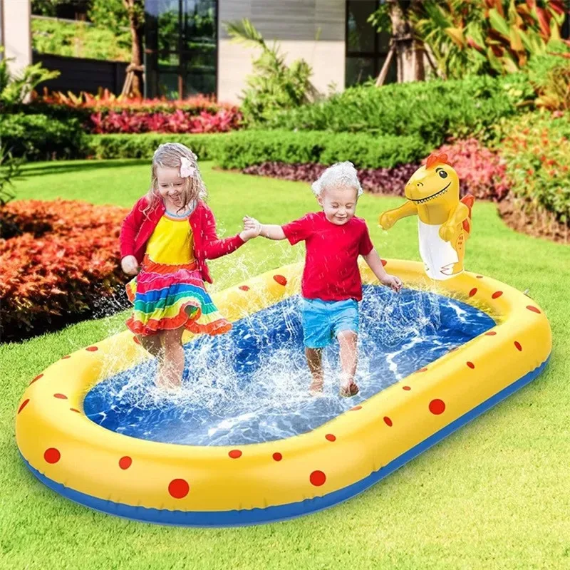 

1.7m Inflatable Swimming Pool Dinosaur Shaped PVC Outdoor Bath Lawn Sprinkler Play Mat Children's Water Toy Inflatable Fountain