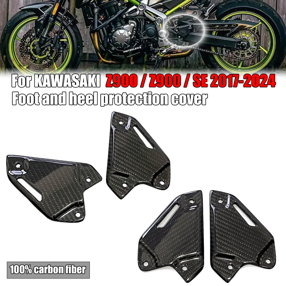 

For KAWASAKI Z900 Z900SE 2017 2018 2019 2020 2021 2022 2023 2024 Carbon Fiber Motorcycle Accessories Heel Guard Plates Foot Rest